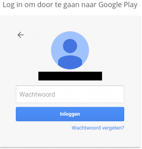 Google Play Store sign in with password
